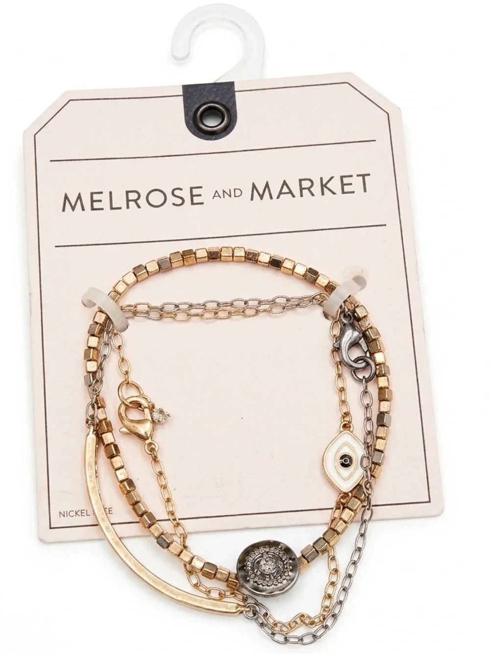 Melrose and Market Gold & Silver Layered Evil Eye Bracelet Trio